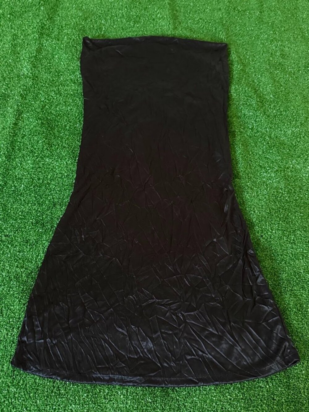 Vintage Coolwear USA Black Crinkle Mini Dress Y2K Strapless Open Back Size L